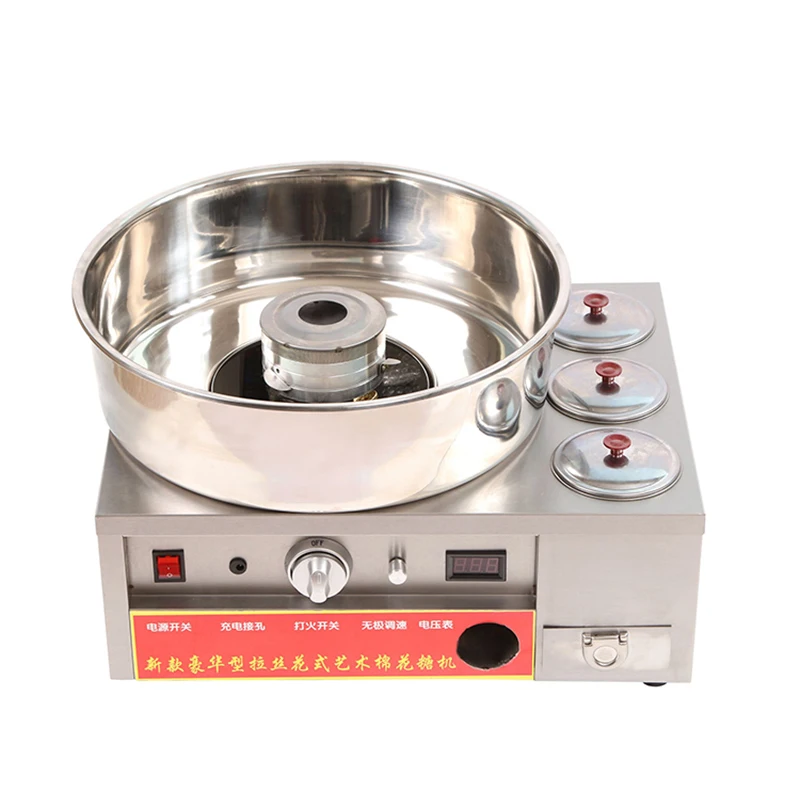 آلة حلوى القطن التجارية طاولة الغاز الكهربائية وعاء السكر رسم إنتاج فاخر كشك متنقل صغير