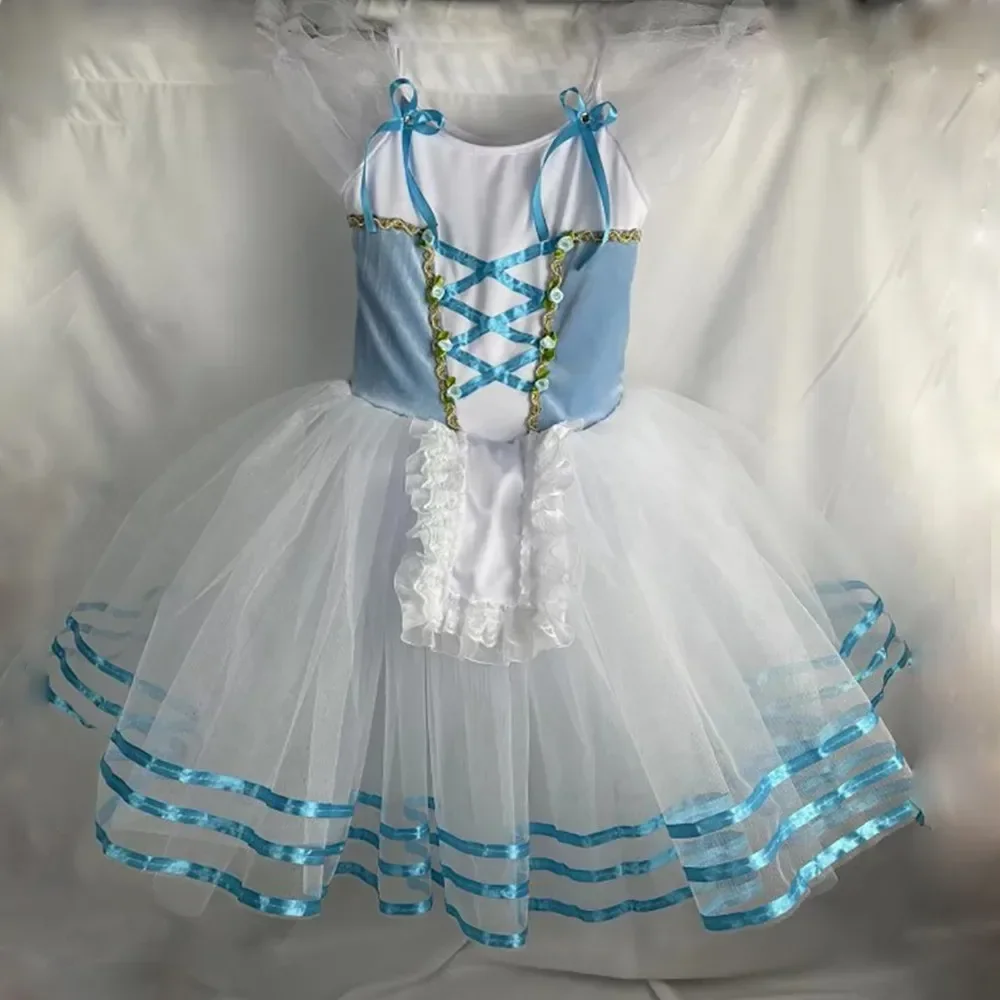 

Giselle Ballet Dress Light Blue Long Romantic Tutu Tulle Dress Girls Women Adult Skate Ballerina Stage Performance Chorus Dress