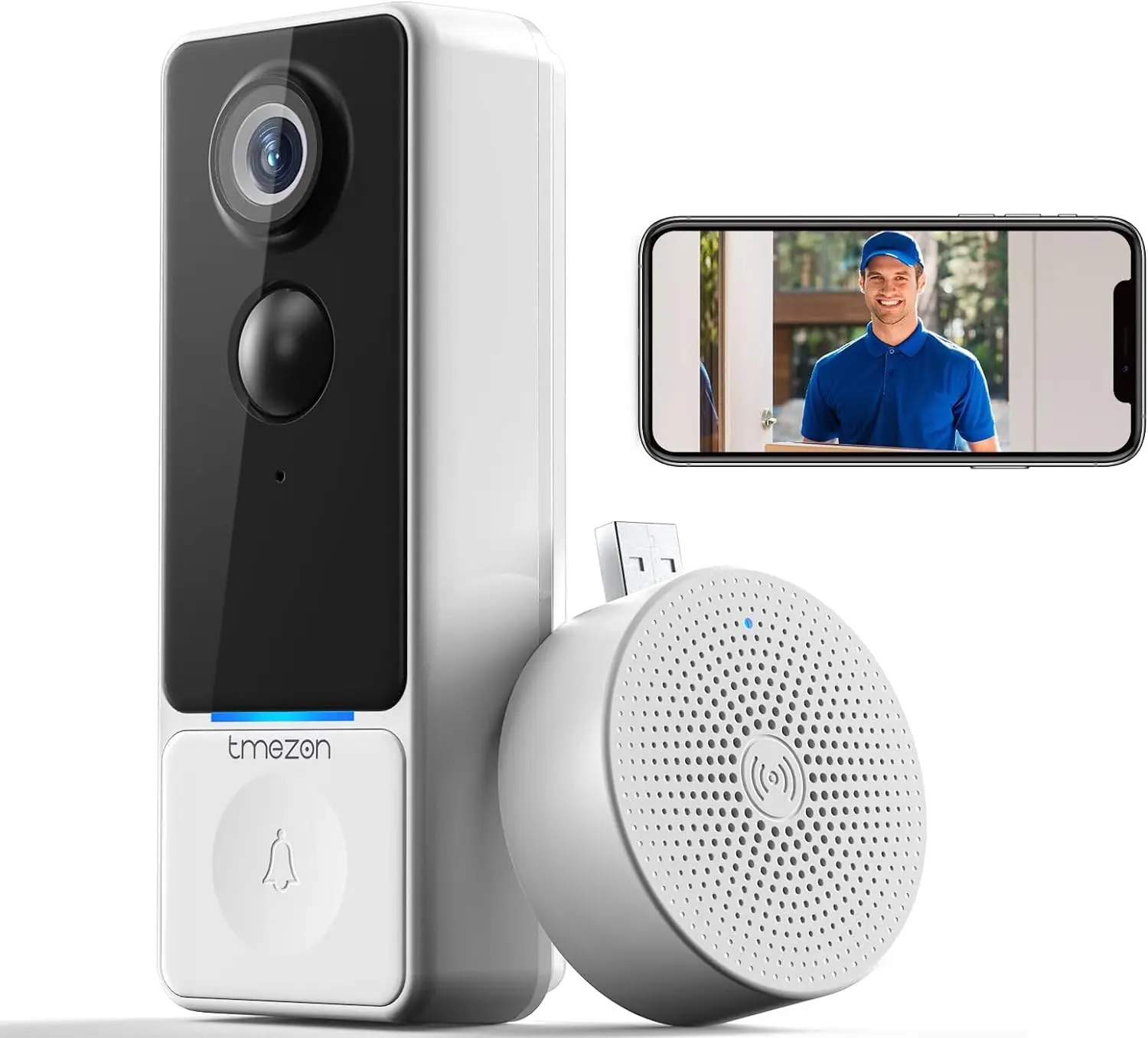 tmezon campainha inteligente com wi fi 1080p video intercom ip video intercom ir alarme camera de seguranca sem fio cloud edge app 01