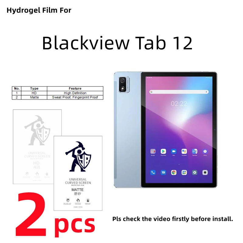 

2pcs Matte Hydrogel Film For Blackview Tab 12 HD Screen Protector For Blackview Tab 12 Clear/Frosted TPU Protective Film