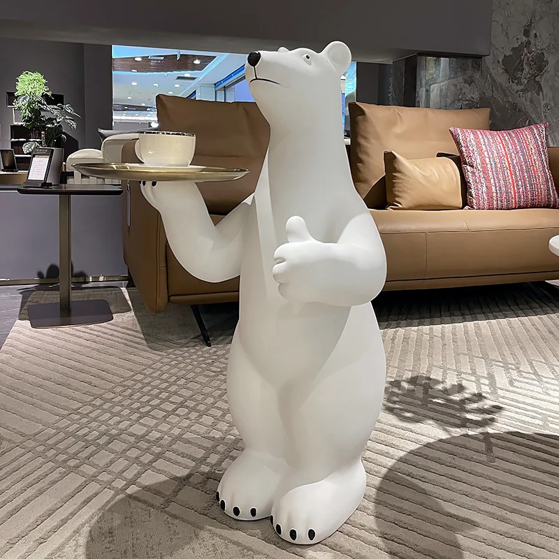 Creative polar bear large floor decoration living room TV cabinet porch tray for home decoration gifts