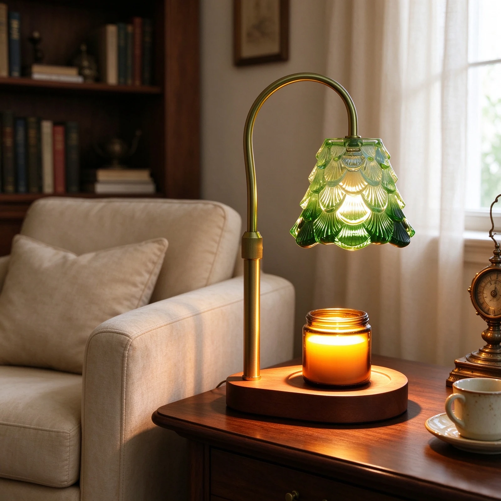 Electric Candle Warmer Lamp with Dimmer Wax Melting Light Creative Aromatherapy Table Wooden Base Bedside Decor Gifts 110V/230V