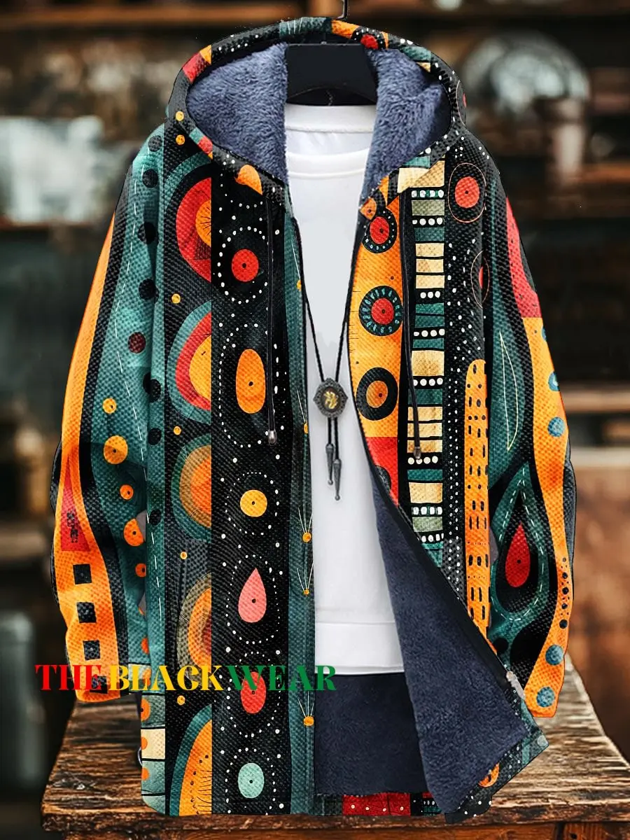 

Красочные африканские геометрические полосы с художественным принтом, унисекс, толстый плюшевый кардиган с длинными рукавами, пальто, толстовки, свитер на флисовой подкладке, пальто