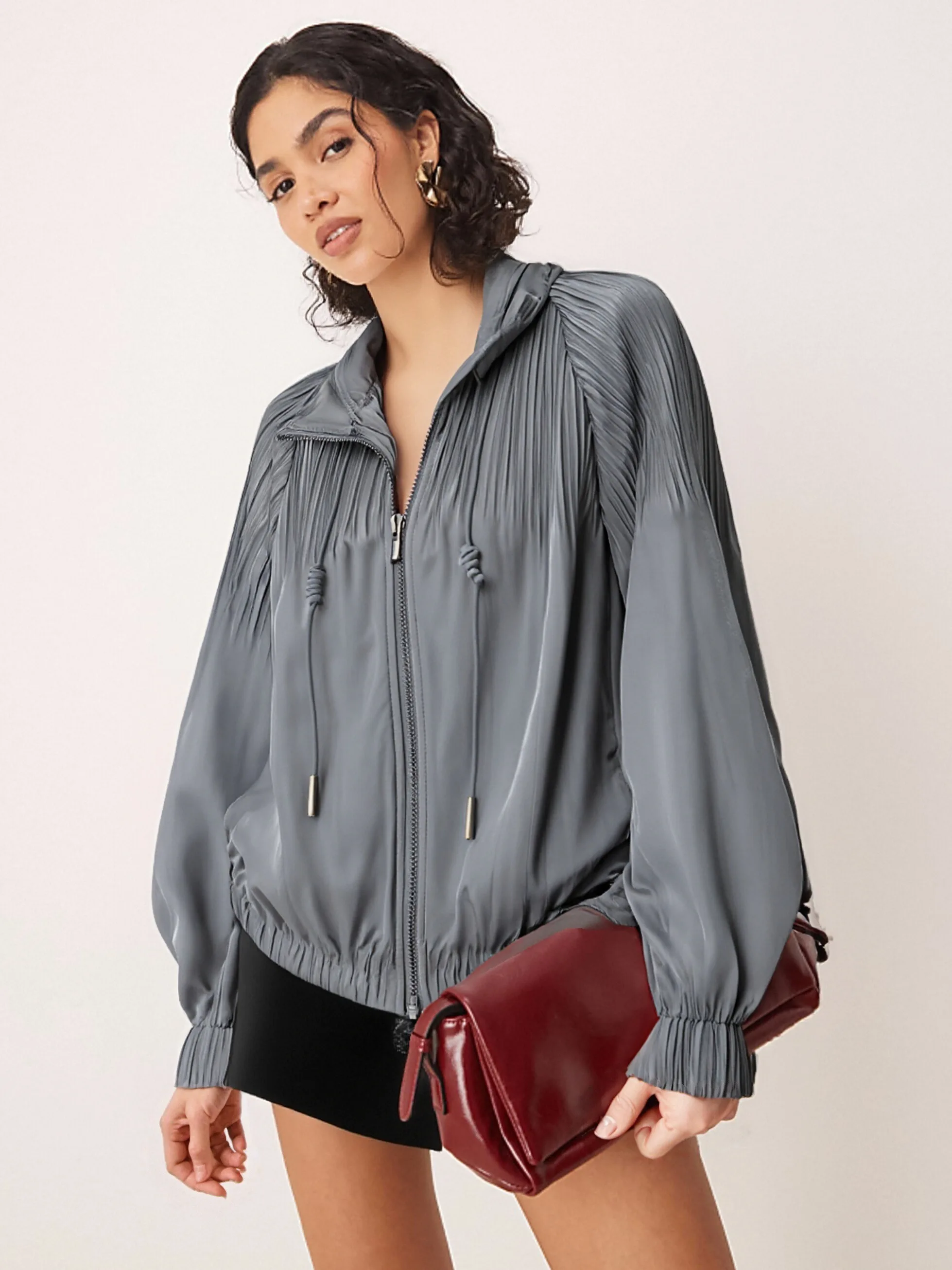 

YUDX Autumn Winter Jacket Thickened Collar Drawstring Coat 2025 New Casual Loose Long-sleeved Zipper Women's Cotton Clothing