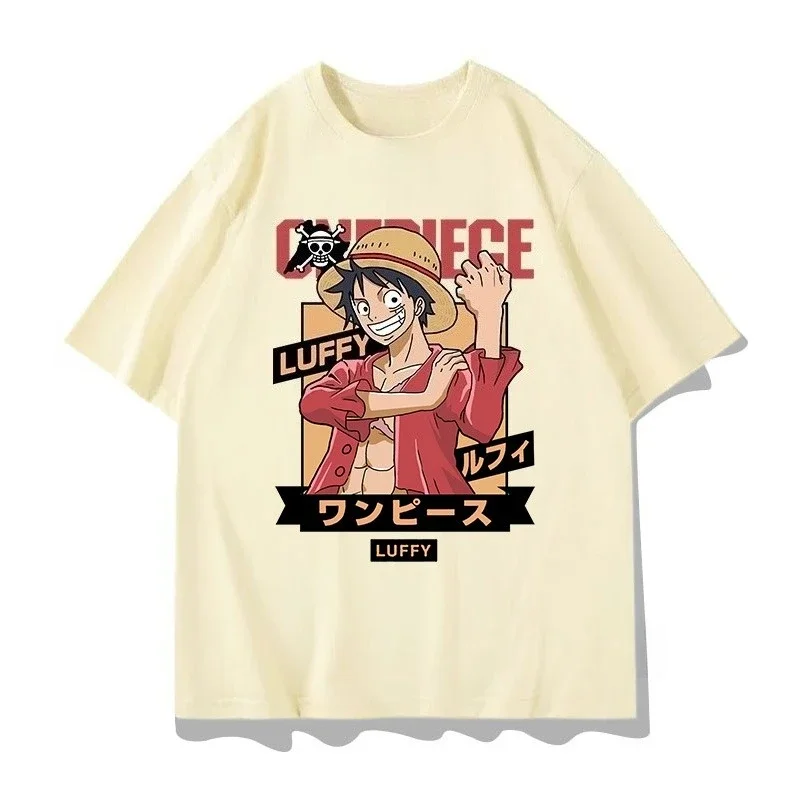 Kaos Anime ONE PIECE 2025 Musim Panas Terbaru Pria dan Wanita Tren Amerika Longgar Kasual Atasan Lengan Pendek Seragam Orang Tua-Anak