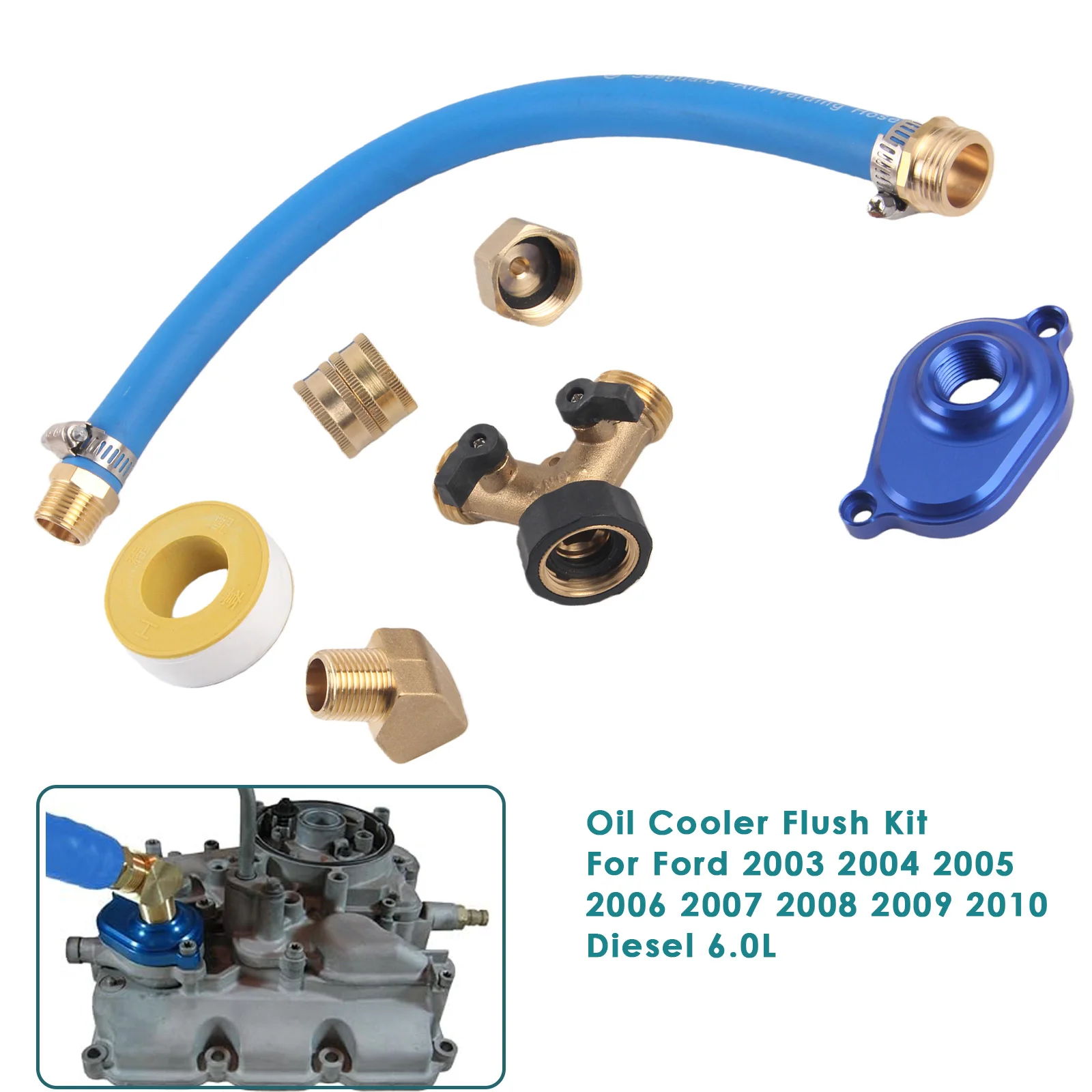

Комплект заподлицо масляного радиатора с портом Y и алюминиевым анодированным адаптером VT365 VT275, замена для Ford 6.0L 2003-2010 гг.