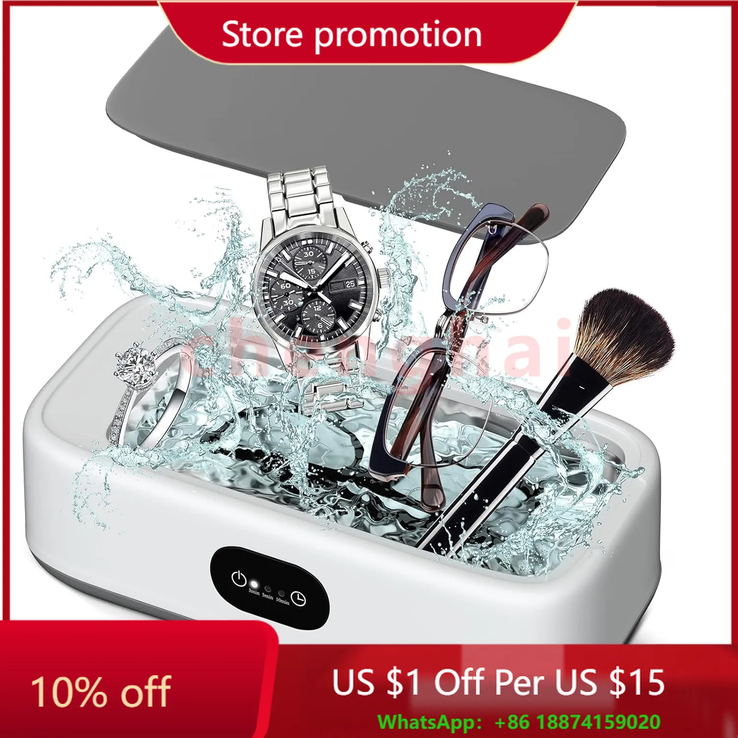

Ultrasonic cleaning machine Ultrasonic jewelry cleaner 640 ml 22.5 oz 3 time mode convenient-