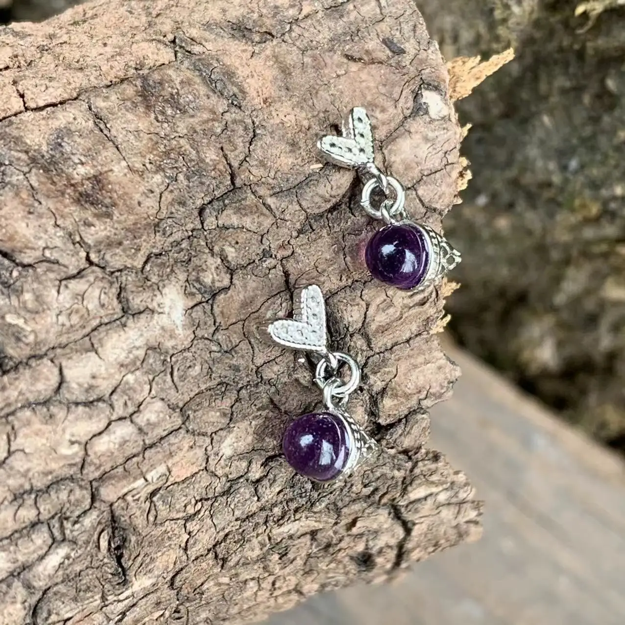 Natural amethyst Stud Earrings For Women Ice cream Real 925 Sterling Silver Vintage Femme Gift Prevent Allergy Fine Jewelry