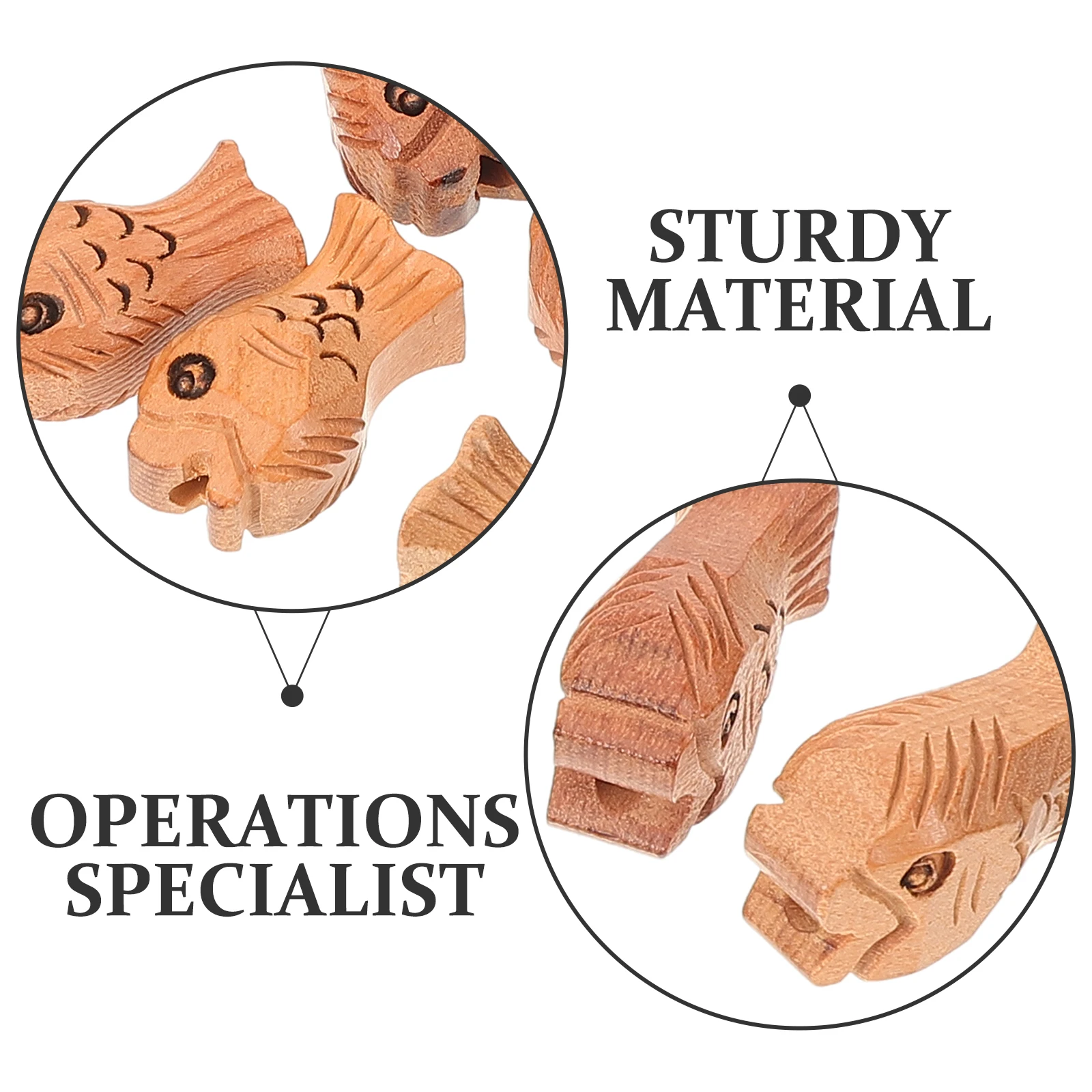 

10pcs Peach Fish Shape Small Craft Diy Bracelet Necklace Key Ring Decoration Light Brown Wood Jewelry Making Spacer Bulk