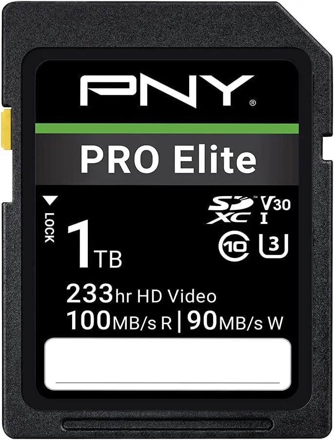 

Карта памяти PNY 1TB PRO Elite SDXC UHS-I U3 V30 100 МБ/с для видео 4K UHD