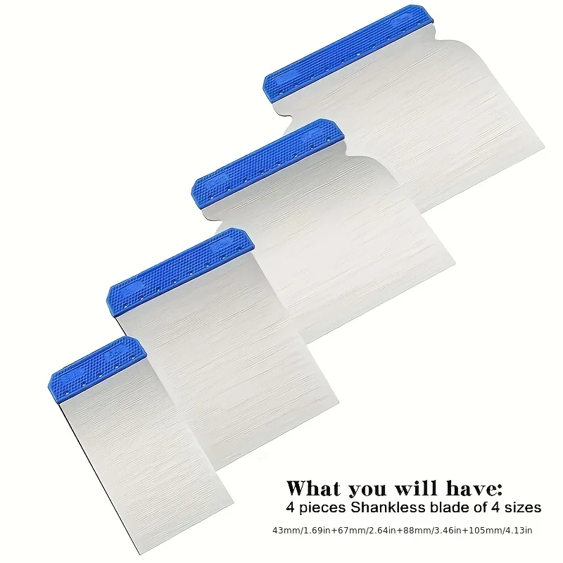4Pcs Putty Knife Set 45 Carbon Steel Scraper Painting Tools 5.08/7.62/10.16/12.7 Inch Drywall Plaster Scraper For Wallpaper Plas