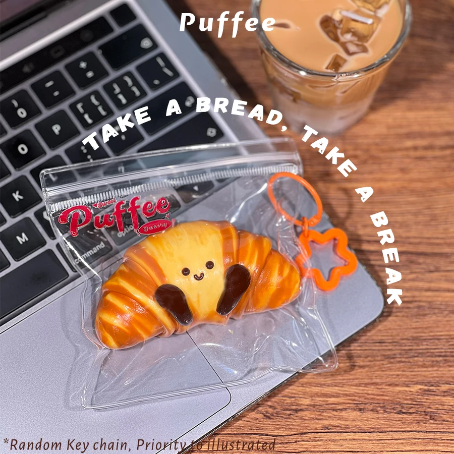 Croissant Squishy Taba in silicone alimentare, giocattolo morbido e cremoso fatto a mano, antistress per lezioni di ufficio, regalo di Pasqua di Natale