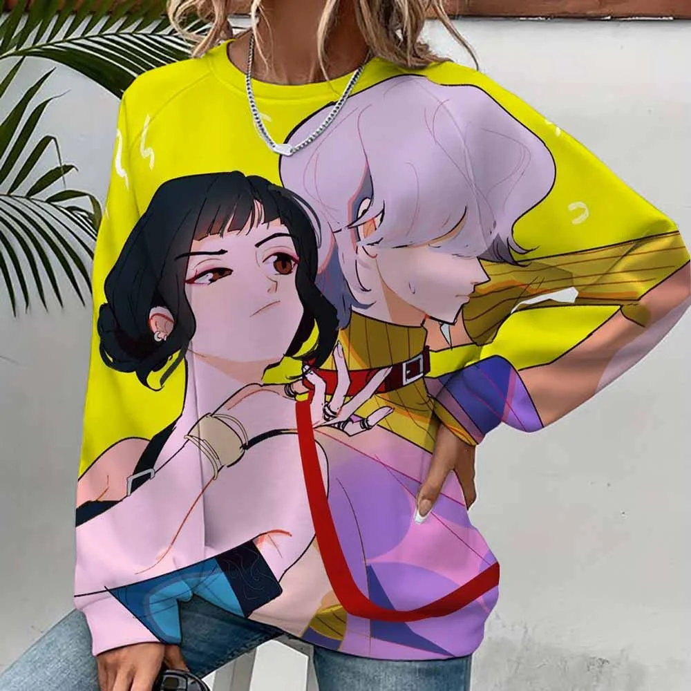 موضة جديدة طويلة الأكمام الجولة الرقبة أنيمي K-Pop شيطان الصيادين مطبوعة هوديي البلوز الشارع ارتداء المرأة البلوز هنتركس kpop