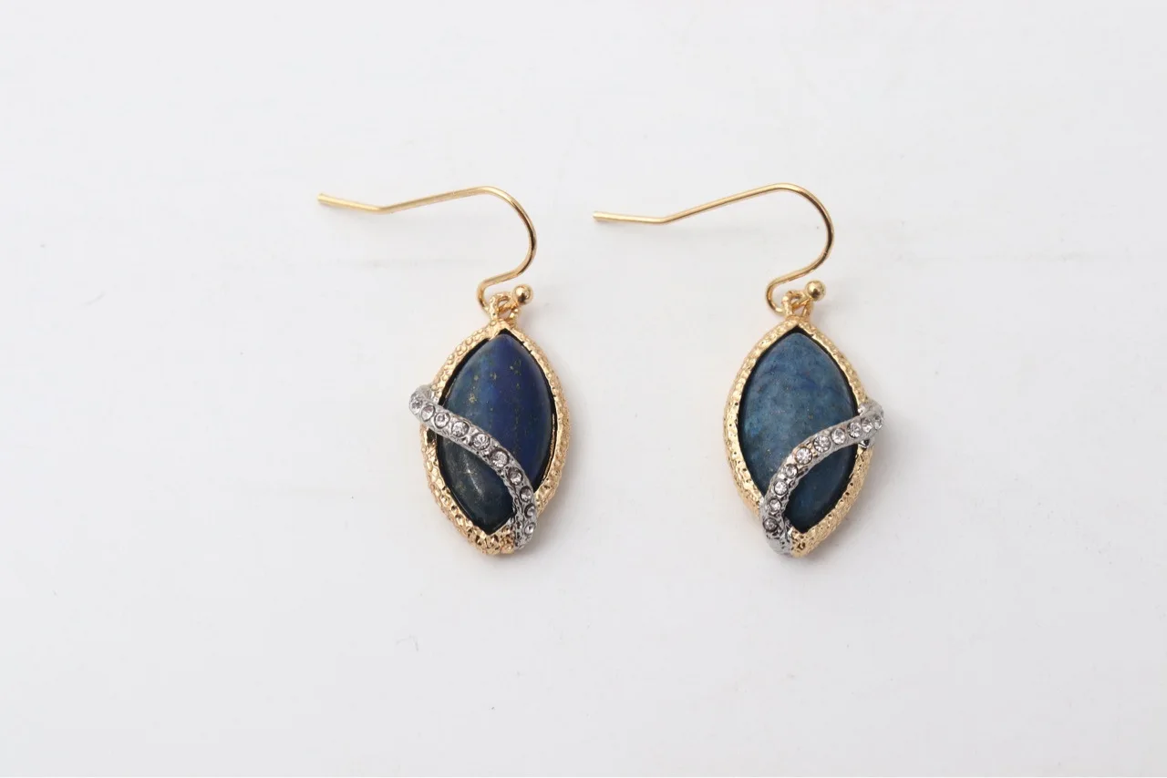 European and American Genius Designers Design Fashionable and Casual Lapis Lazuli Ear Hooks