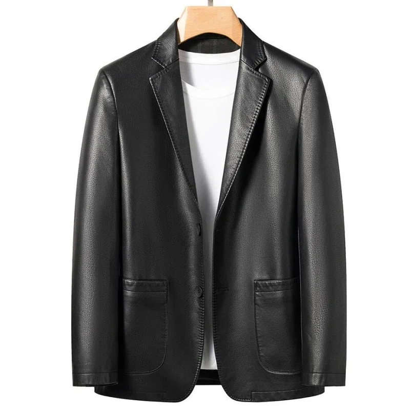 Spring Autumn Fashion high-end new coat men's warm leather clothes casual popular men's pu leather jacket leather suit