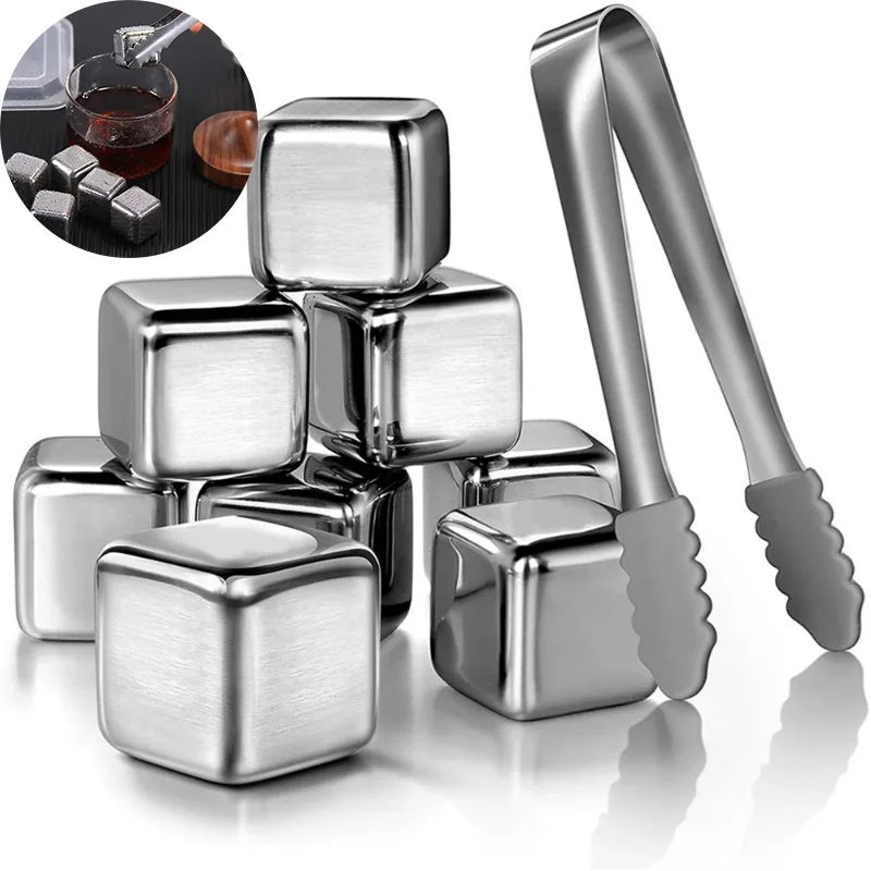 Stainless Steel Ice Cubes Reusable Frozen Ice Cubes Beer Chilled Whiskey Bar Specific Metal Ice Cubes Frozen Ice Cube Mold