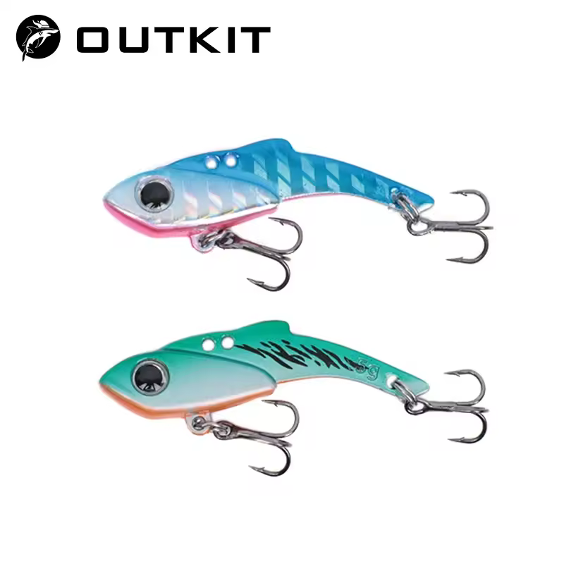 OUTKIT VIB כף דיג פיתוי 3.5/5g מתכת ספינר דיג פיתיון Crankbait בס מלאכותי קשיח פיתיונות צרצר VIB קרס דיג