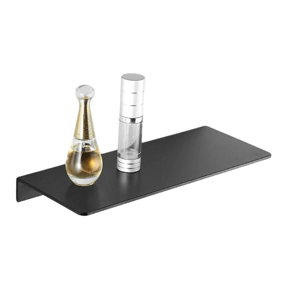 Matte Silver Aluminum Floating Shelf 8.27x5.91x1.57in Wall Storage Rack For Kitchen Bathroom Office Decorative Display