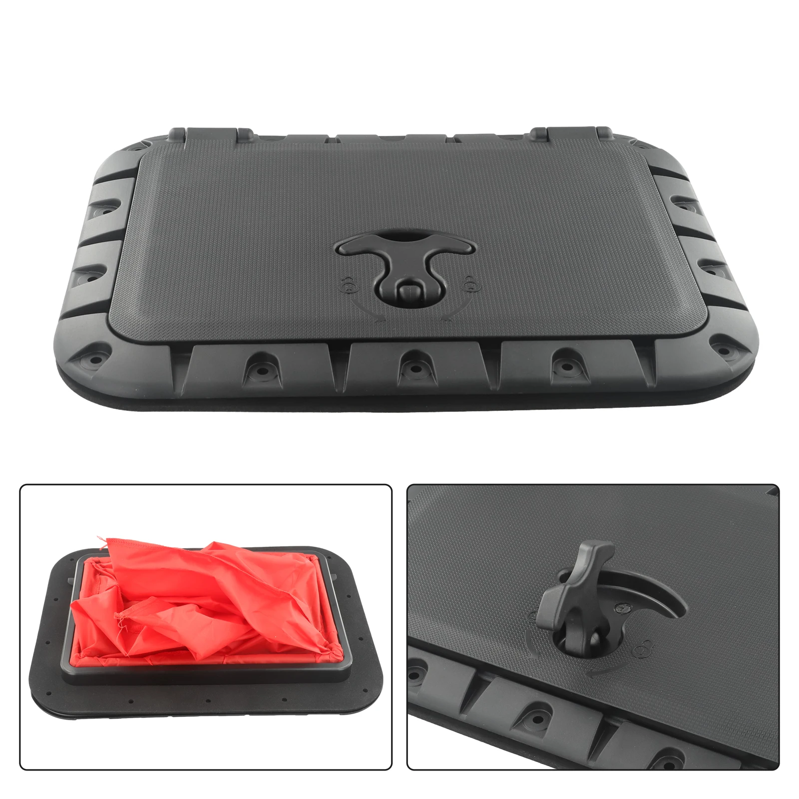 

High Quality Square Hatch Marine Deck Accessory Adapter Plate Pull Out Replacement +Waterproof Bag Round Latch Tool
