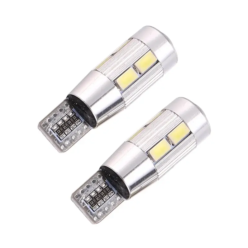 

Powerful 2PCS W5W T10 12V 6000K 5630 10 SMD Car LED Bulb Canbus License Plate Wedge Side Turn Singal Light Super Bright White