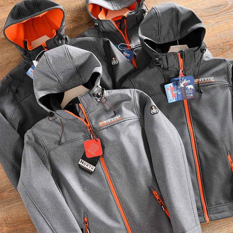 

Warmth Insulated Outdoor Men's Softshell Jacket Windproof Waterproof Composite Fleece Winter Coat Trendy Casual Style Zipper ...