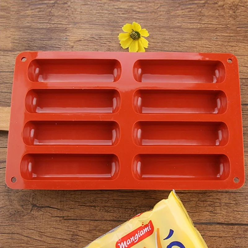 8 Cavity Twinkie Silicone Mold Cake Pan Eclair Puff Baking Mold Nonstick Cereal Energy Bar Maker Chocolate Truffles Butter Mould