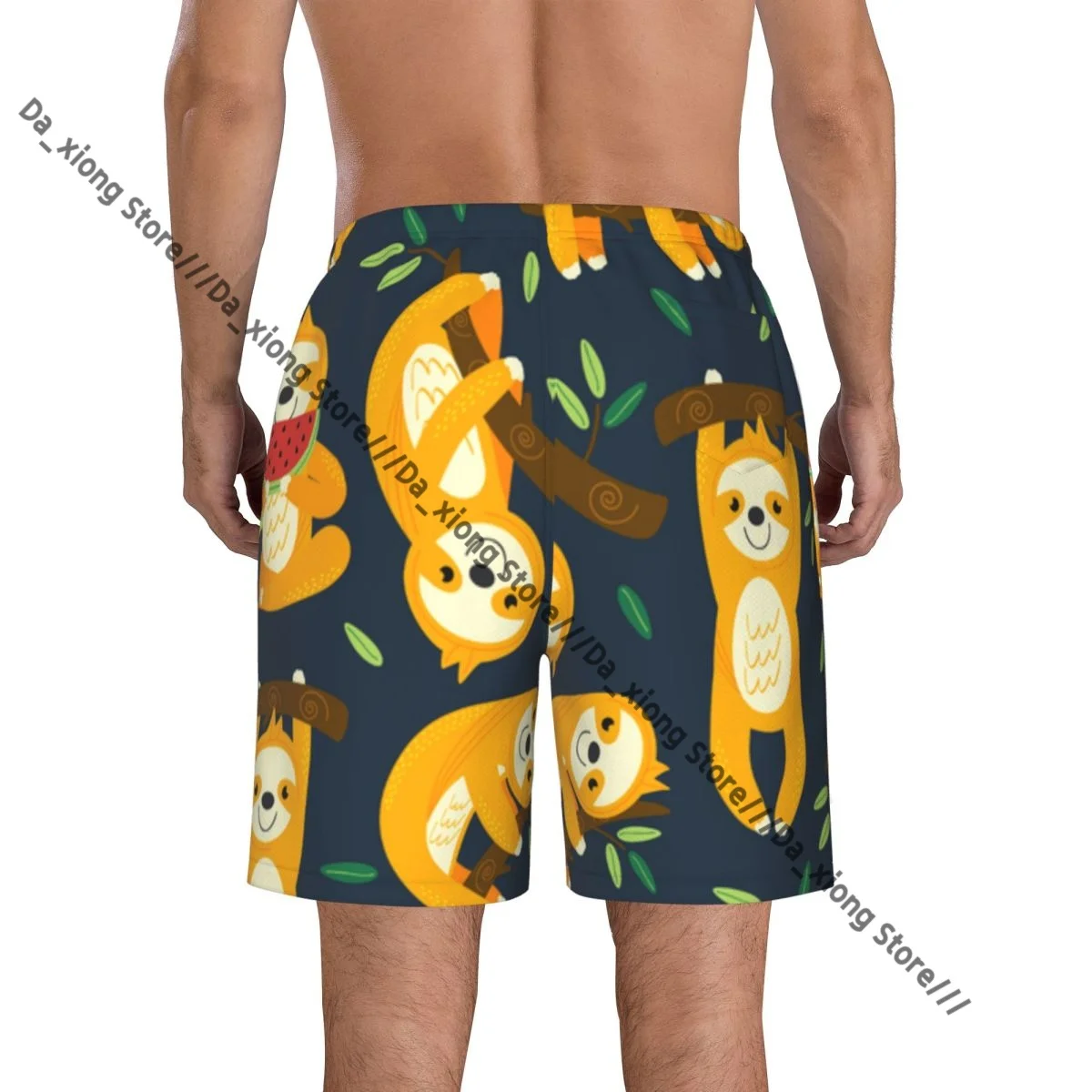 남자 해변 짧은 빠른 건조 수영 트렁크 재미 있은 나무늘보 그림 수영복 수영복 수영복 반바지