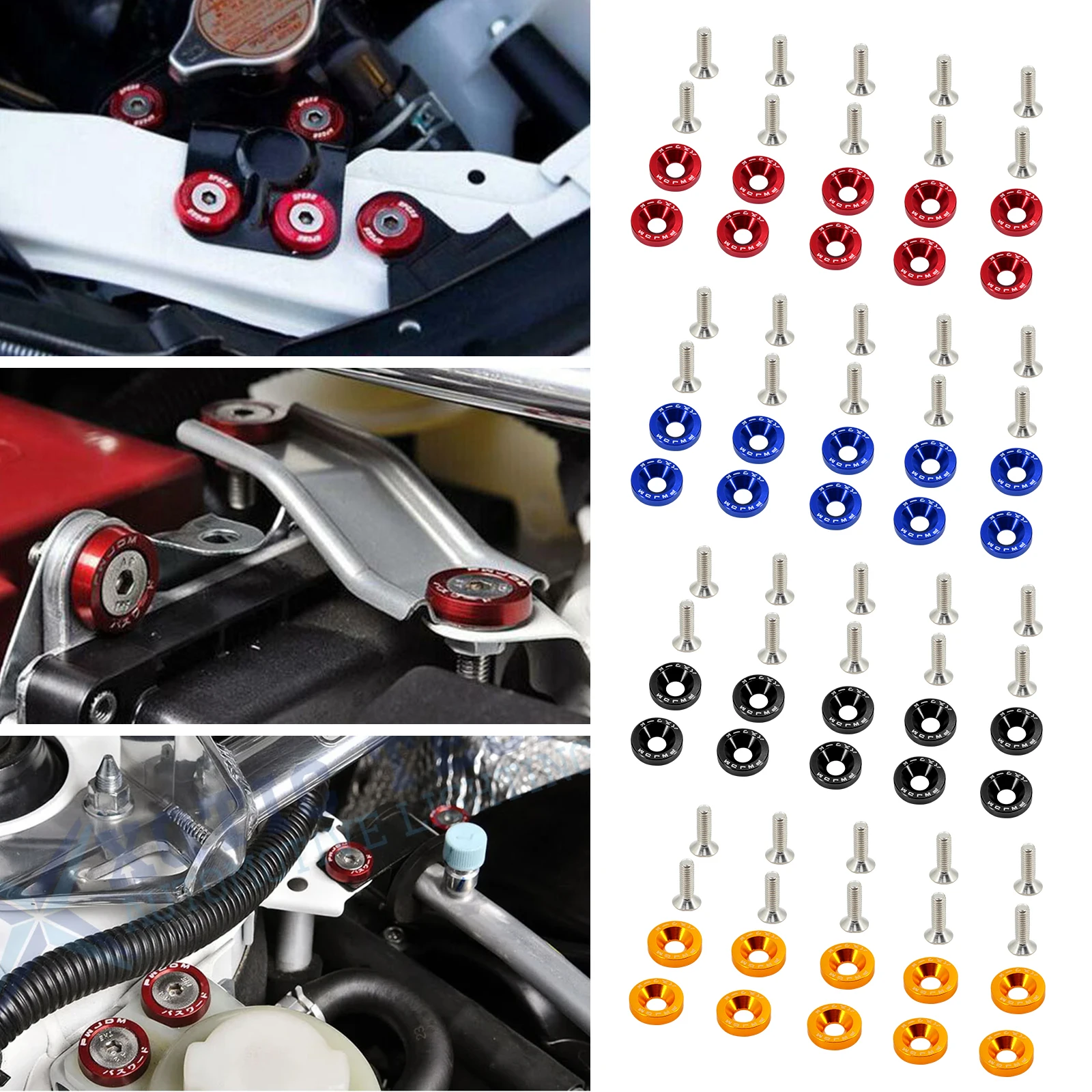 Bumper Fender Washers and Bolt Aluminum M6 JDM Car Engine Bay Modified Dress Up Kit Fasteners Screws For Honda Nissan BMW Subaru