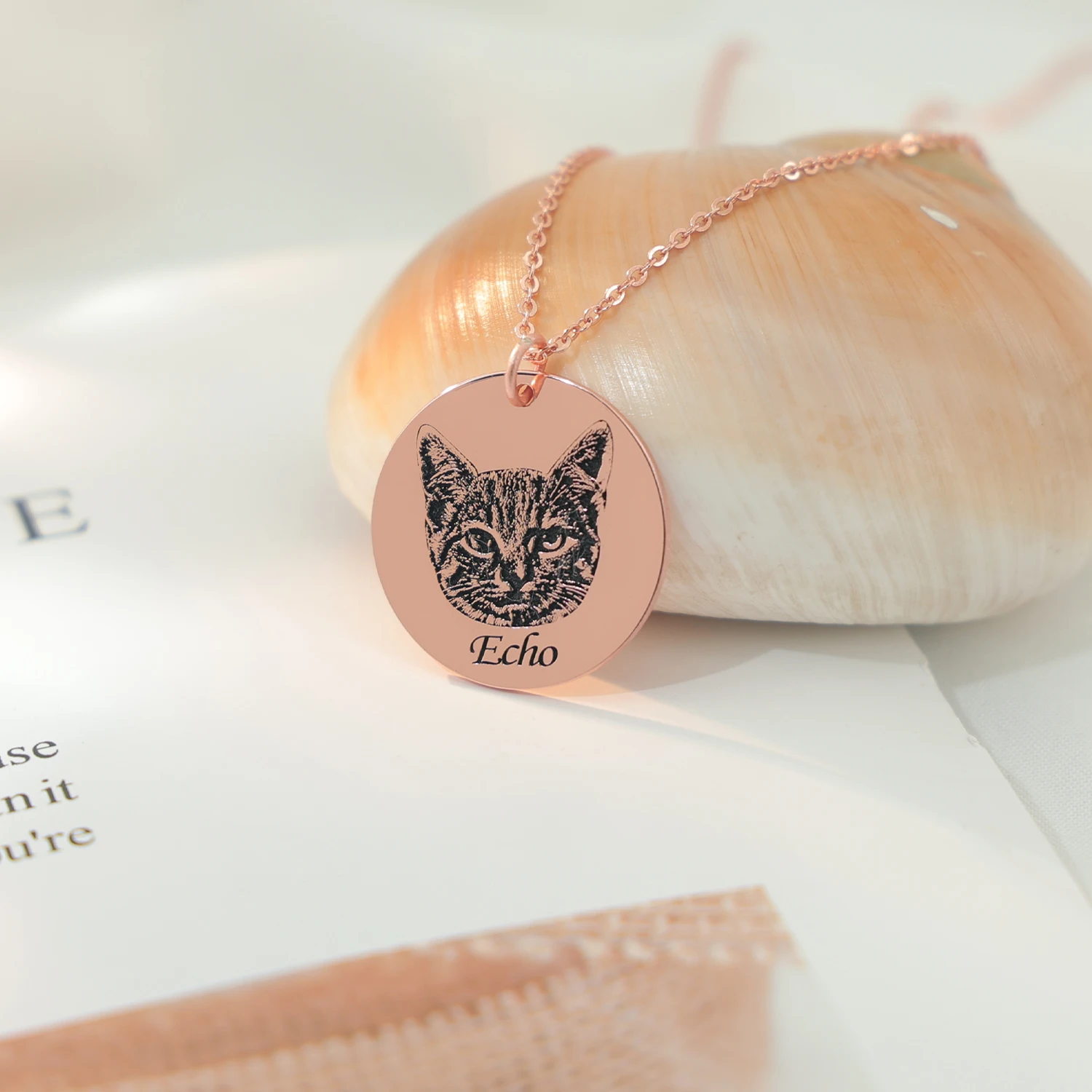 

Персонализированное ожерелье с фотографией на заказ с милыми животными, покрытием из розового золота, серебряное круглое ожерелье с подвеской для подарка любовнику