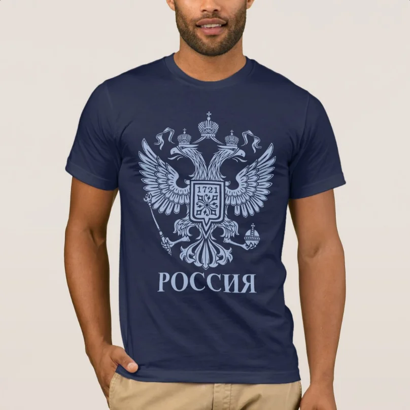 Russian Imperial Double-headed Eagle Emblem T-Shirt 100% Cotton O-Neck Summer Short Sleeve Casual Mens T-shirt Size S-3XL