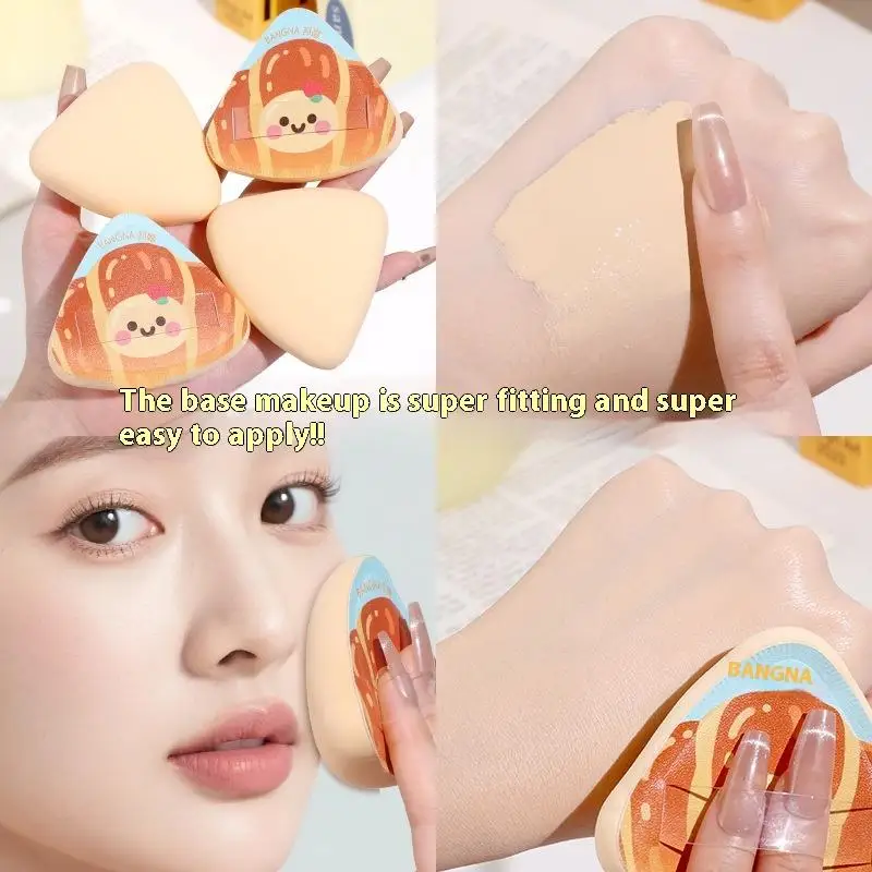 إسفنجة مكياج مثلثة ناعمة مع صندوق تخزين لأداة إسفنجة مستحضرات التجميل غير الماصة