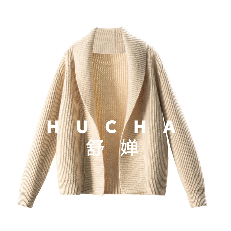 

570 г Ленивый и роскошный французский кашемировый свитер с длинными рукавами из 100 кашемира Кардиган без пряжек 40F5 Casacos Femininos Inverno