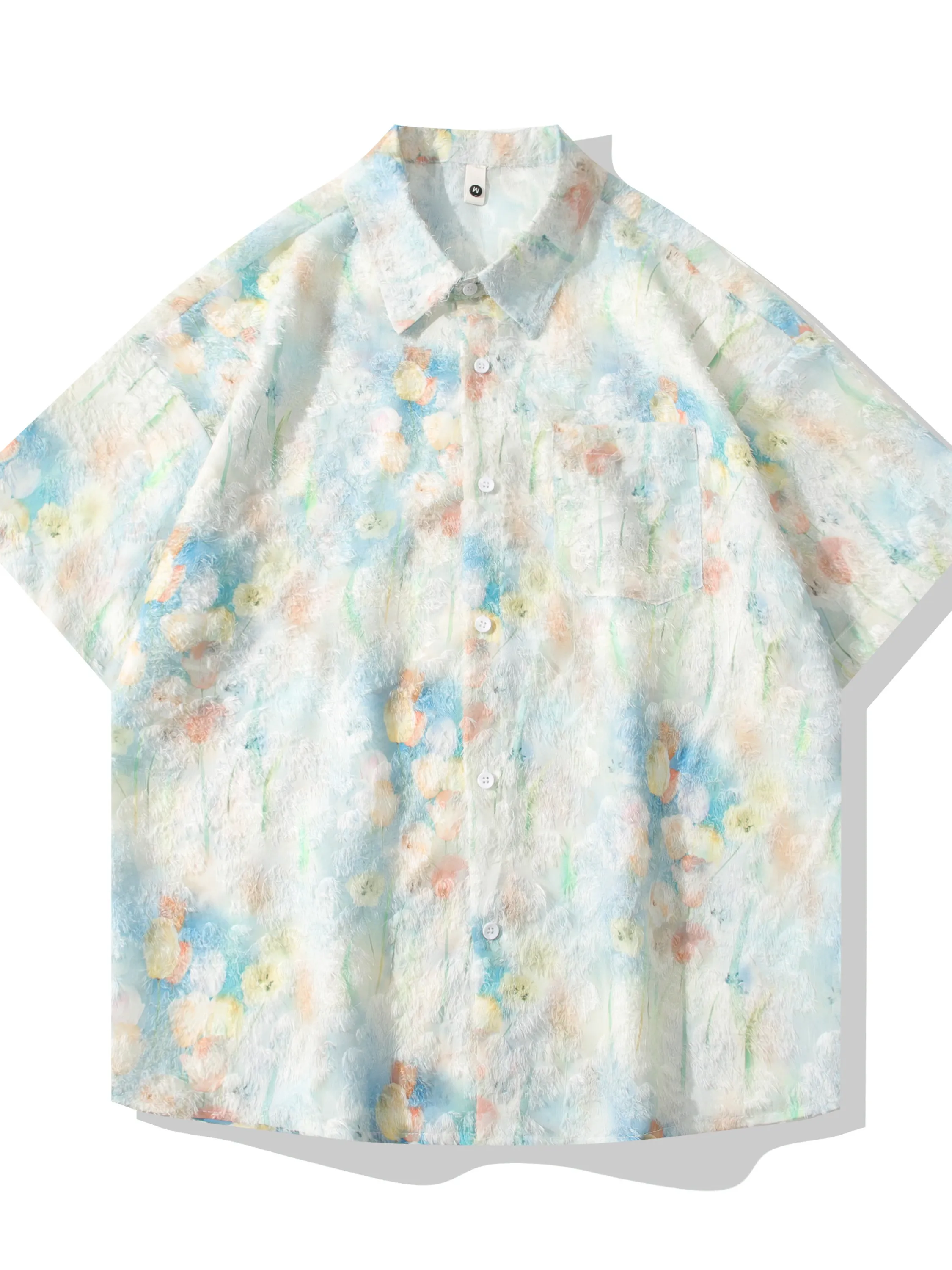 

Lightweight Summer Men's Short Sleeve Shirt Casual Loose Fit Breathable Polyester Cotton Blend Comfortable Skin-Friendly