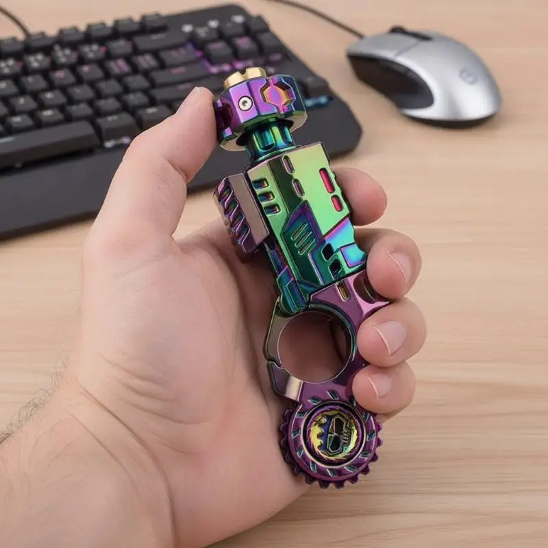Shell-Ejecting Alloy Toy Set Stress Relief Fidget Sensory Toy Mini Finger Spinning Top EDC Desk Gadget Gift For Teen Boys