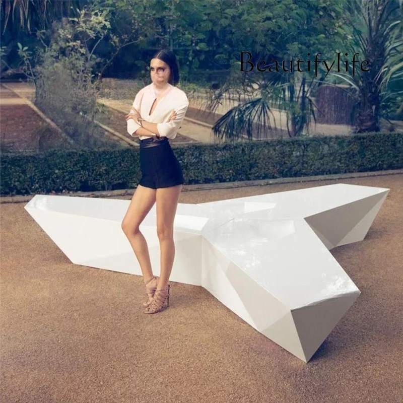 Shopping mall leisure seat public area rest chair rhombus cut flower pot sitting stool outdoor creativity