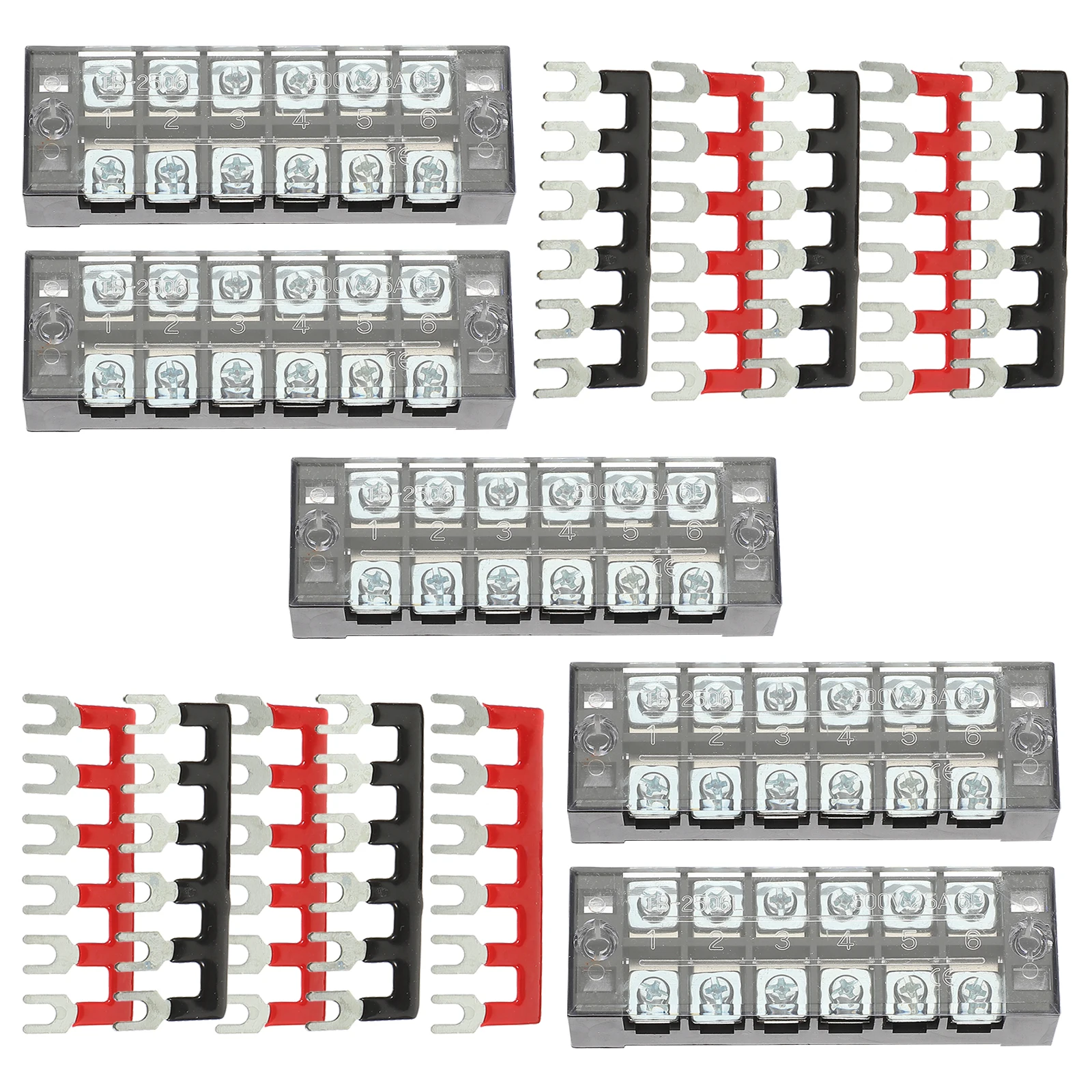 

1 set Power Connector Set Terminal Blocks Strip Double Row Center Connection Black Wire Connectors Insulated Screw Barrier Block