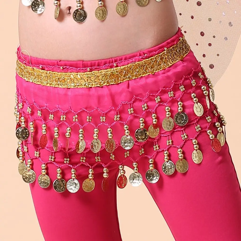 Metal Coins Child Waist Chain Hip Scarf Child Belly Dance Indian Dance Belt For Kids Dacning Waist Belt Chain