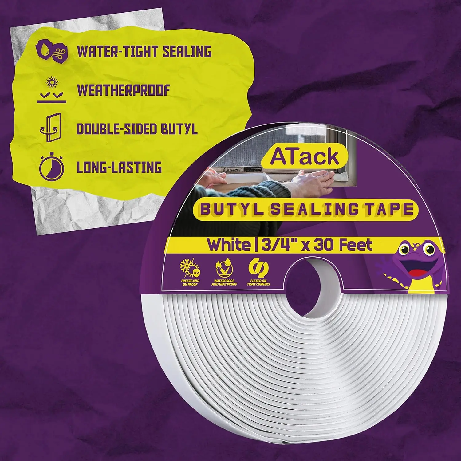 Nastro sigillante butilico nero 1/8"x3/4"x30ft - Nastro di riparazione impermeabile per camper, finestre, barche, toppe per tetto
