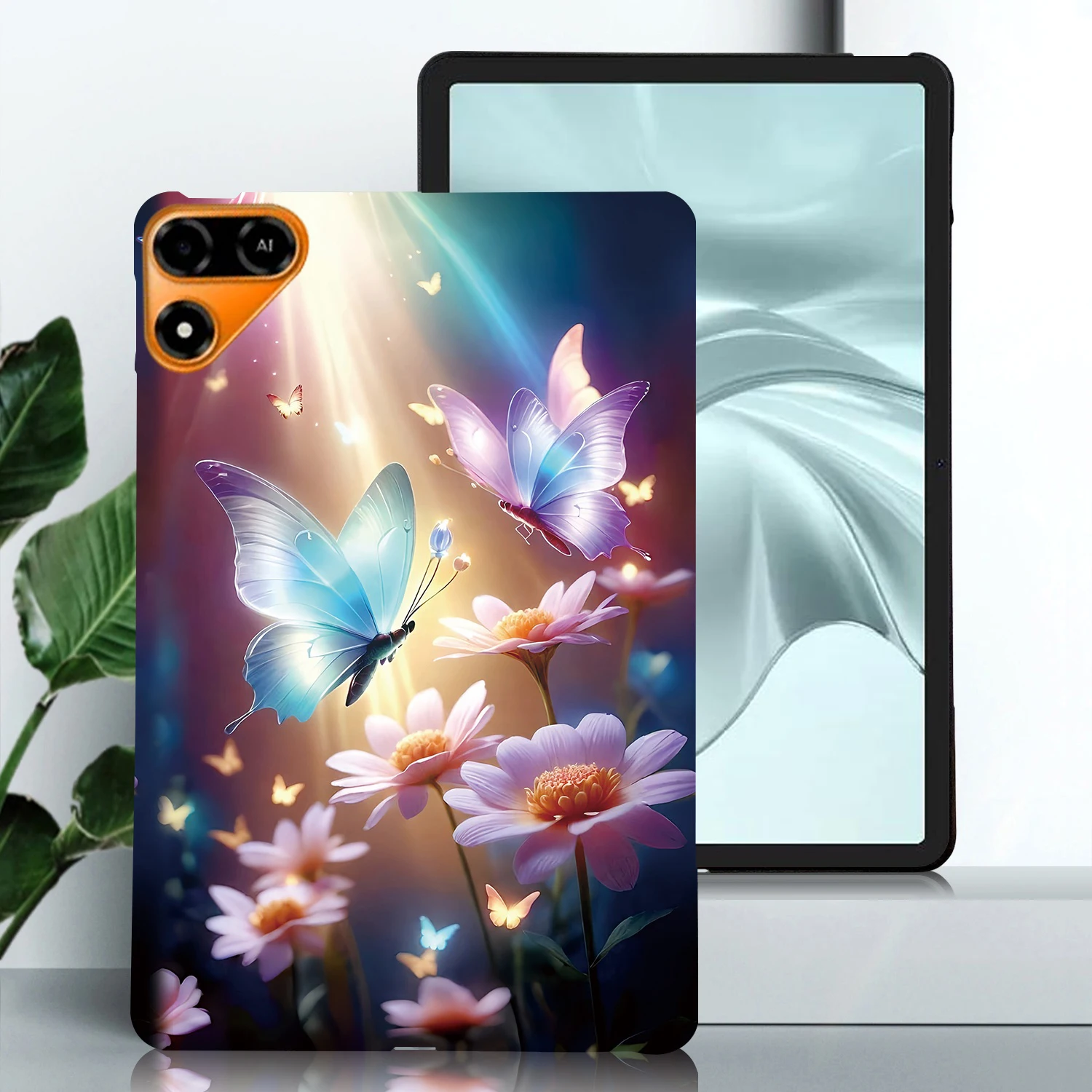 For TECNO Megapad SE2 Case Pattern Printing Slim Soft TPU Tablet Cover - Butterfly Floral