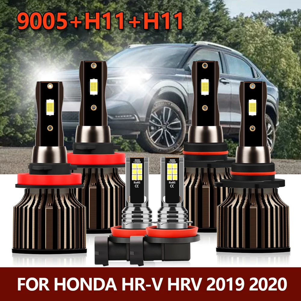 

6x LED Headlight 9005 H11 CSP Turbo Bulbs High Low Combo Fog Lights Auto Car Lamps Conversion Kit For Honda HR-V HRV 2019 2020