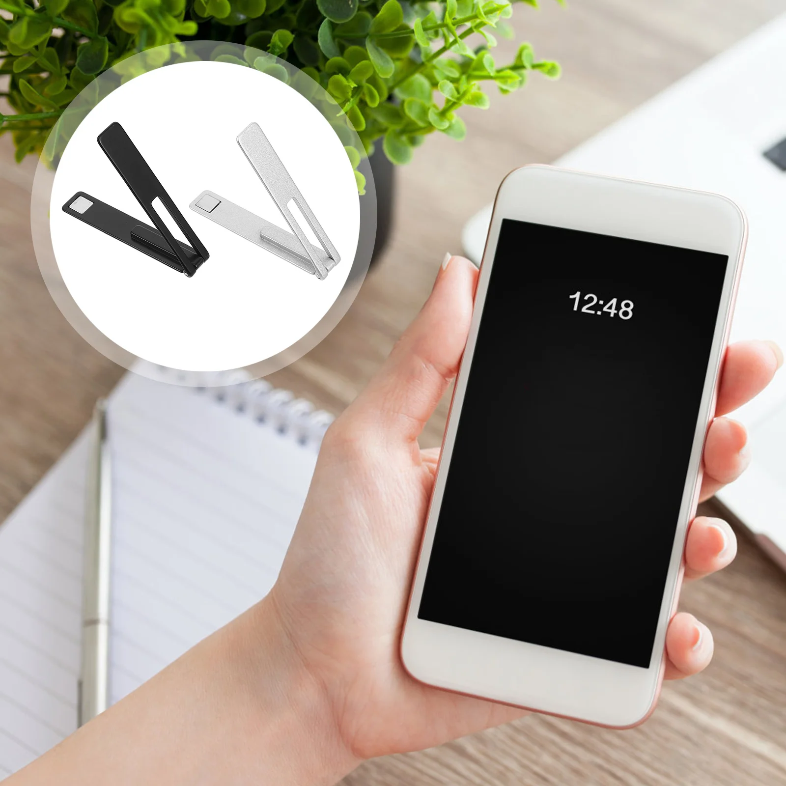 

8Pcs Foldable Mobile Phone Holder Ultra-Thin Invisible Aluminum Desktop Kickstand Portable Mini Phone Stand Cellphone Holder