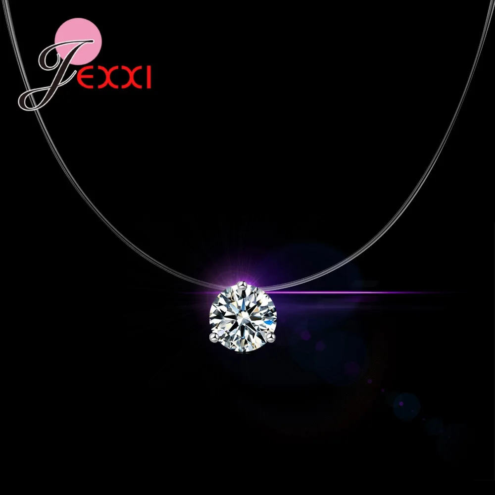 

New Lady Genuine 925 Sterling Silver Bridal Wedding Round Multi-Color Zircon Austrian Crystal Jewelry Pendant Necklace Hot Sale
