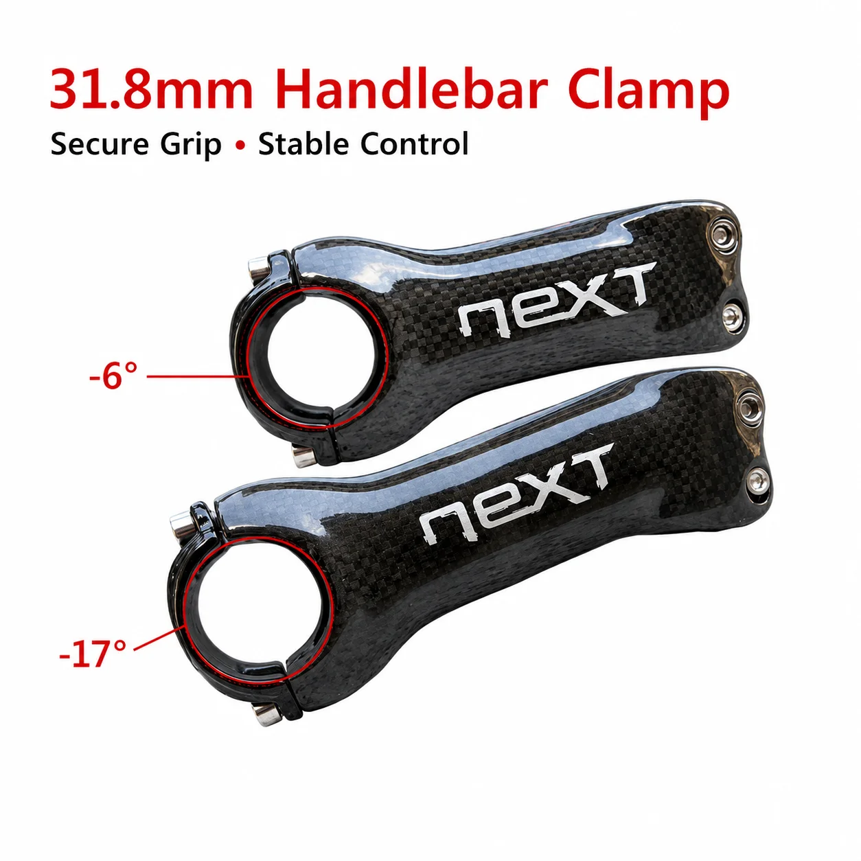 RACE FACE NEXT 3K Glossy Carbon Fiber Bike Stem 31.8mm Handlebar Clamp 28.6mm Fork -6°/-17° 70-120mm Road MTB