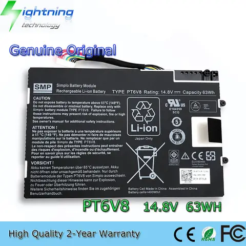 Genuine PT6V8 14.8V 63Wh Laptop Battery for Dell Alienware M11x M14x R1 R2 R3 T7YJR 8P6X6