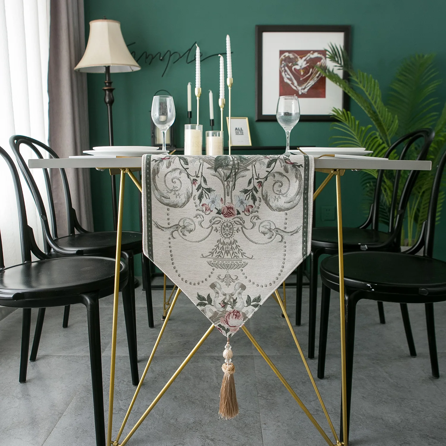 Nordic Vintage Jacquard Table Runner Model Room Tablecloth Dining Table Decoration Accessories Coffee Table Decor Cabinet Cover