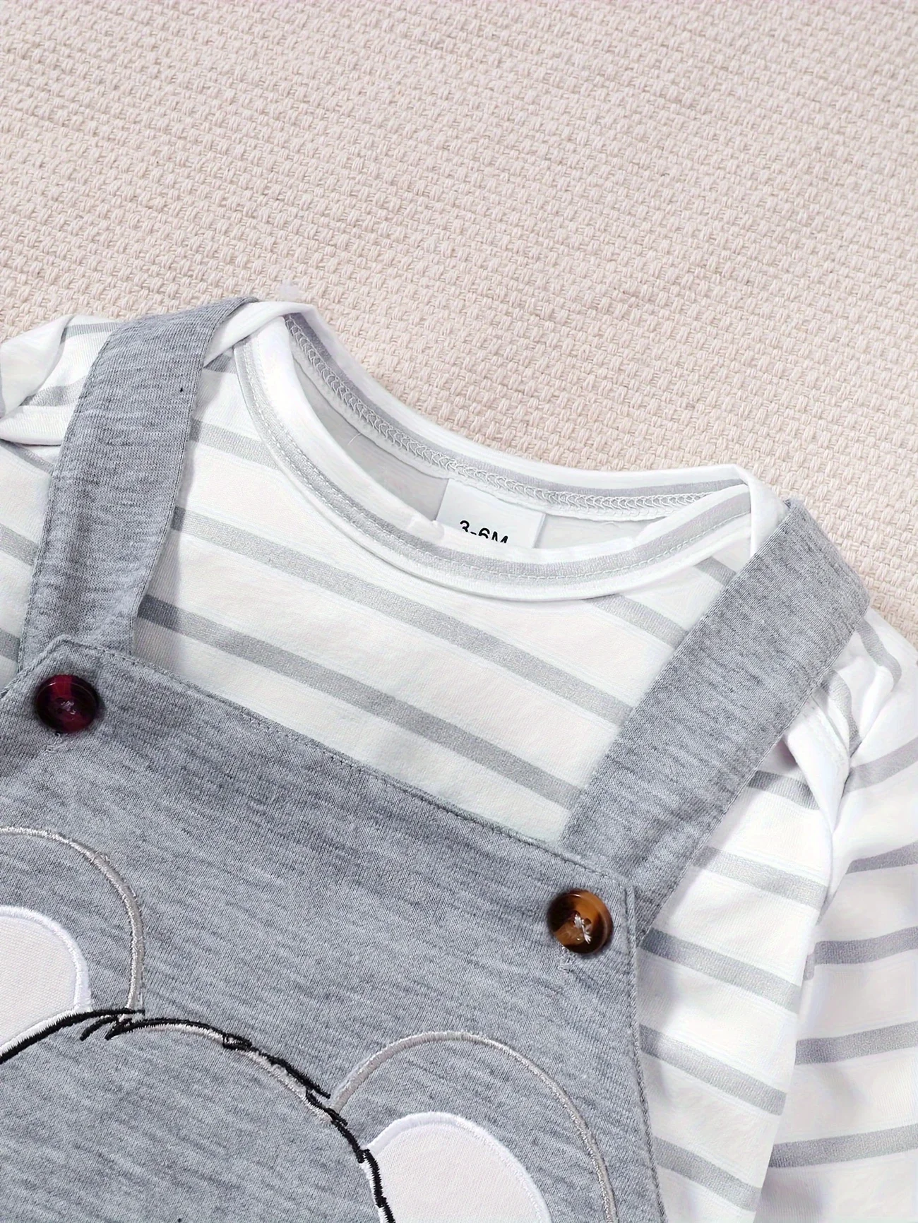 Summer  0-1  Years  Old  Infant  Baby  Boys  Striped  Long  Sleeves  Bear  Pattern  Overall  Casual  Baby  Clothing