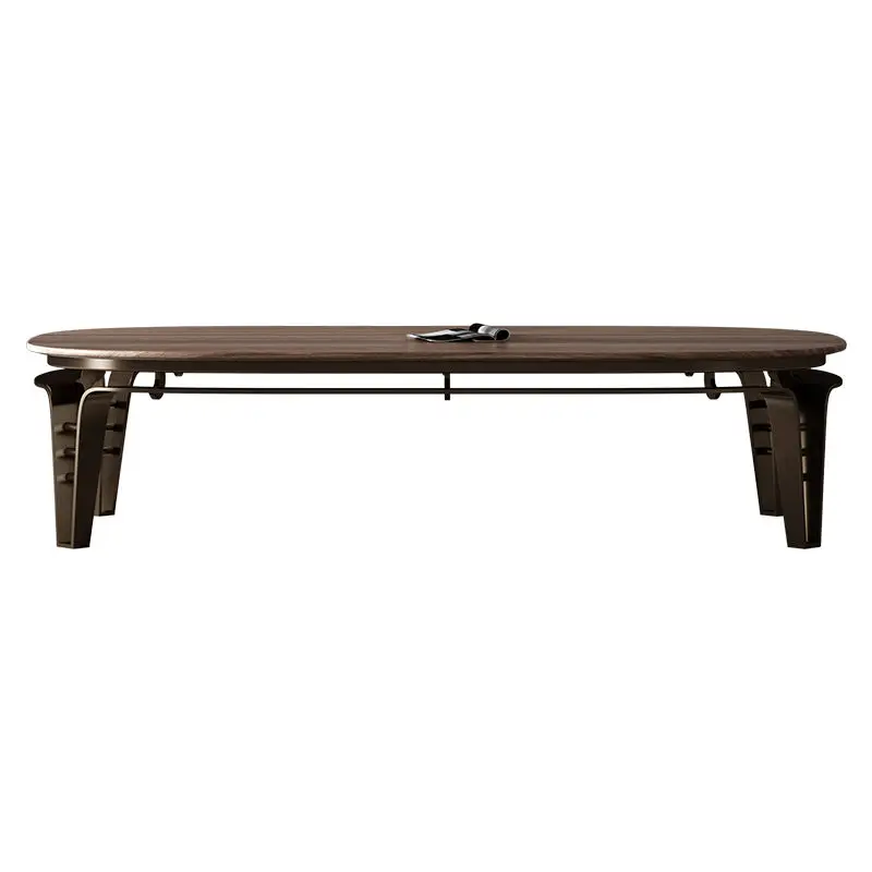 

Large flat-floor hotel minimalist black walnut coffee table, villa large apartment living room series furniture