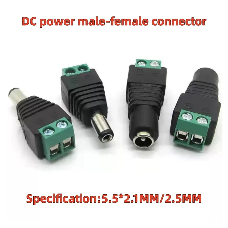 5PCS/10PCS DC 12V Male Female BNC Connectors 5.5*2.1mm/2.5mm Welding-Free Power DC Plug Adapter Jack Sockets For LED CCTV Camera