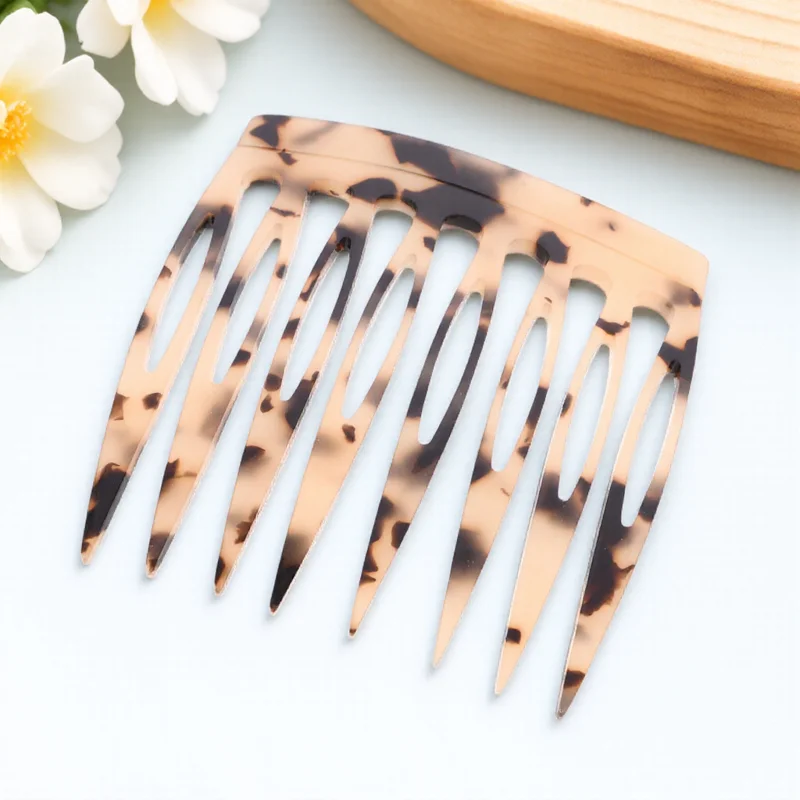 

Acetate Comb for Women Side Slides Clips Fine Thick Broken Bride Minimalist Retro Leopard Pattern Non Damaging Thin Hair Small