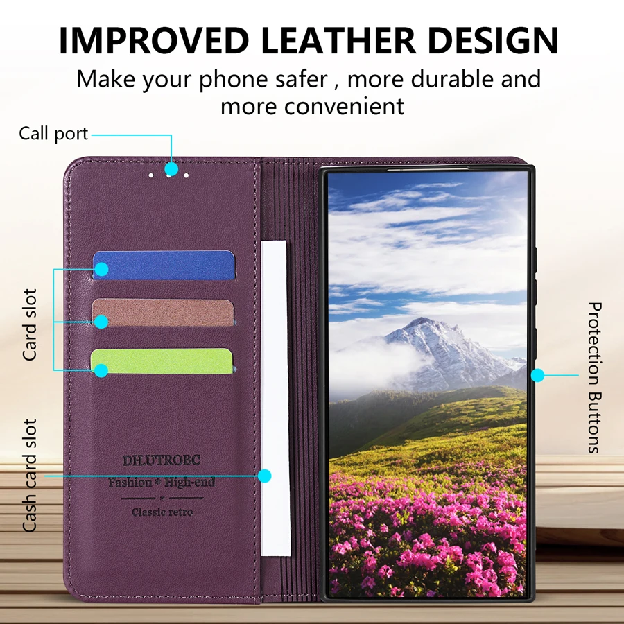 Hautfreundliche Brieftaschenhülle mit Kartenfach und Magnetverschluss aus Leder für Samsung Galaxy S26 FE S25 Ultra S24 A08 A17 A18 A36 A37 A56 A57 – Detail 8